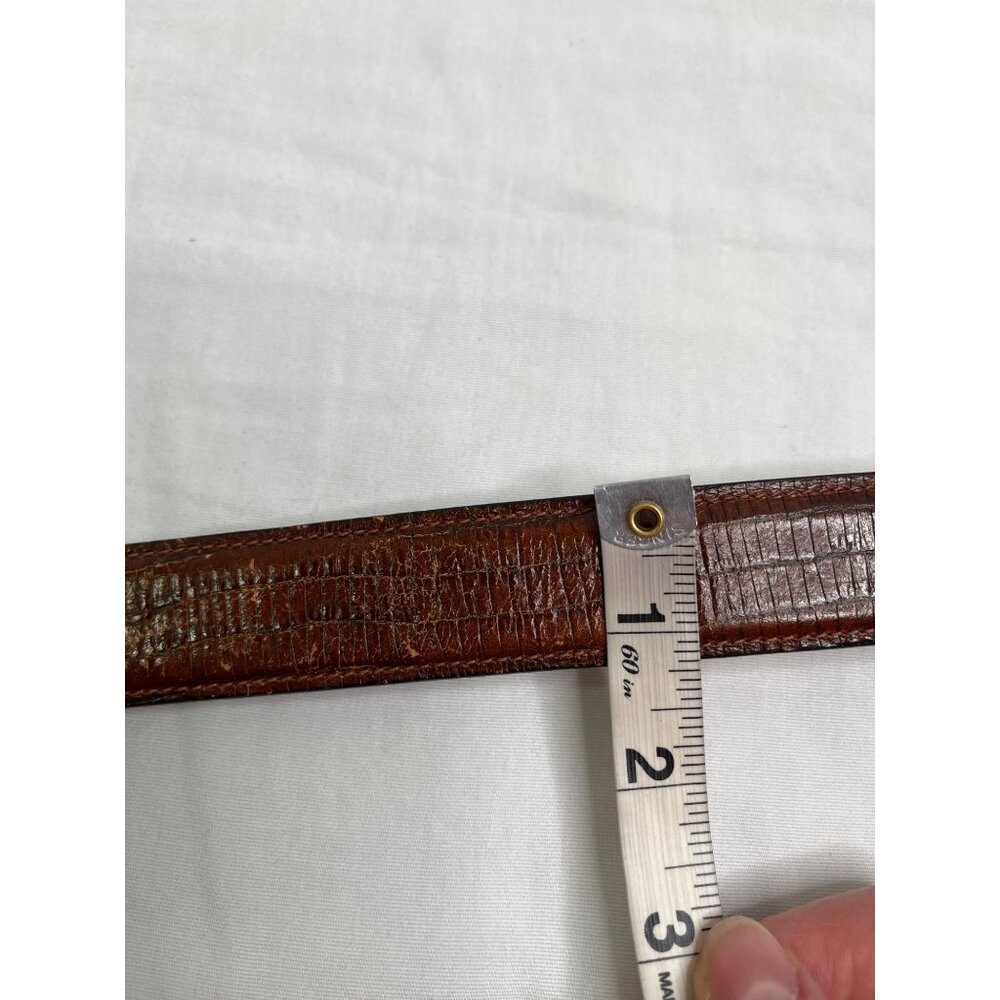 Trafalgar Brown Land Lizard Leather Belt Size 38 Handmade In Italy - Picture 9 of 9
